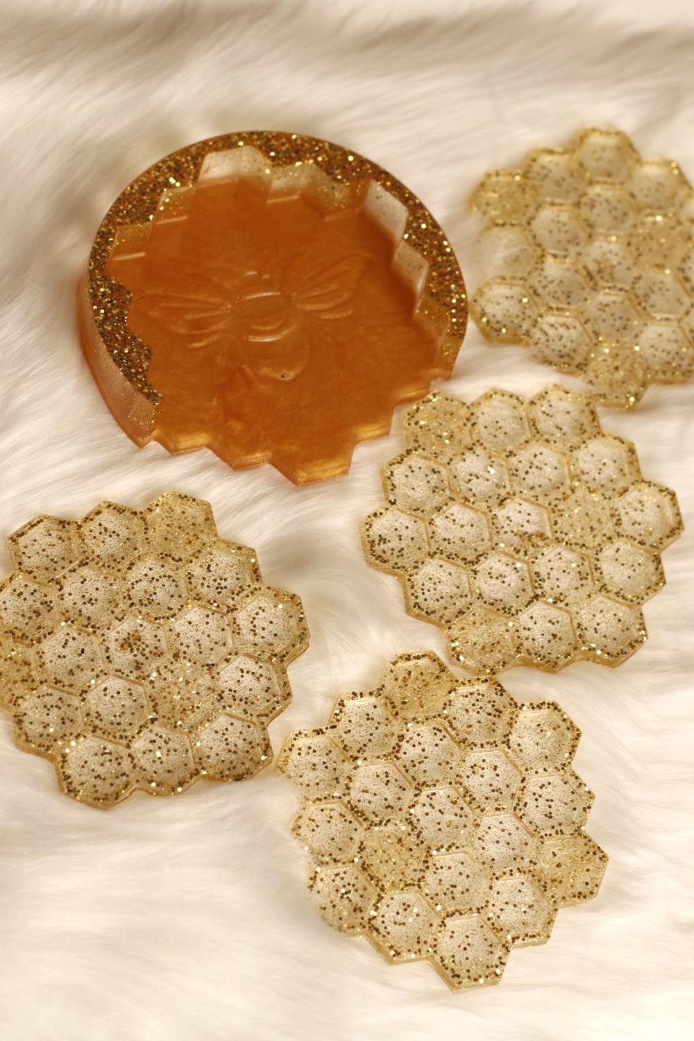 Golden Honey Bee Coasters - UncommonObjects-Handmade