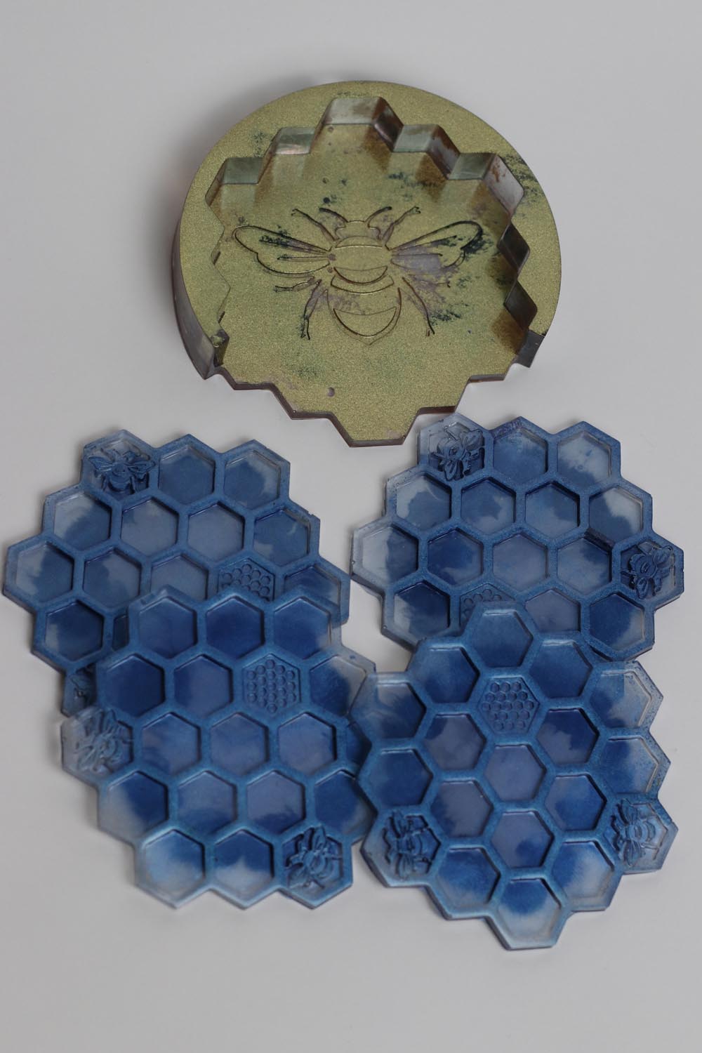 Blue & Gold Honeybee Coasters - UncommonObjects-Handmade