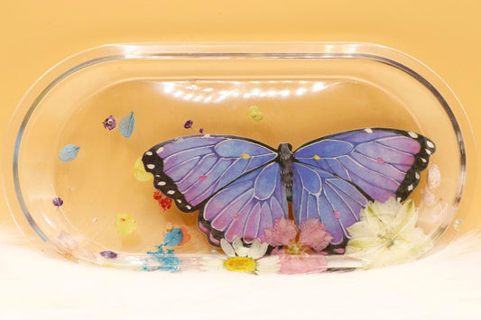 Clear Floral Butterfly Tray - UncommonObjects-Handmade