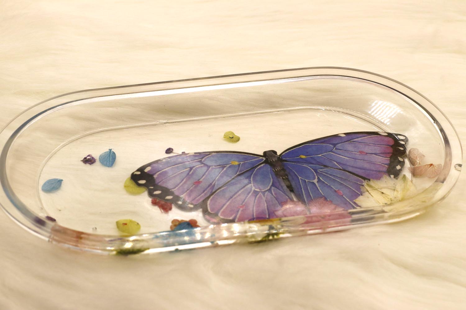 Clear Floral Butterfly Tray - UncommonObjects-Handmade