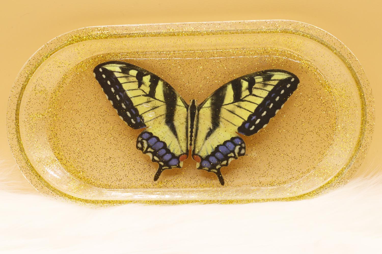 Gold Glitter Butterfly Tray - UncommonObjects-Handmade