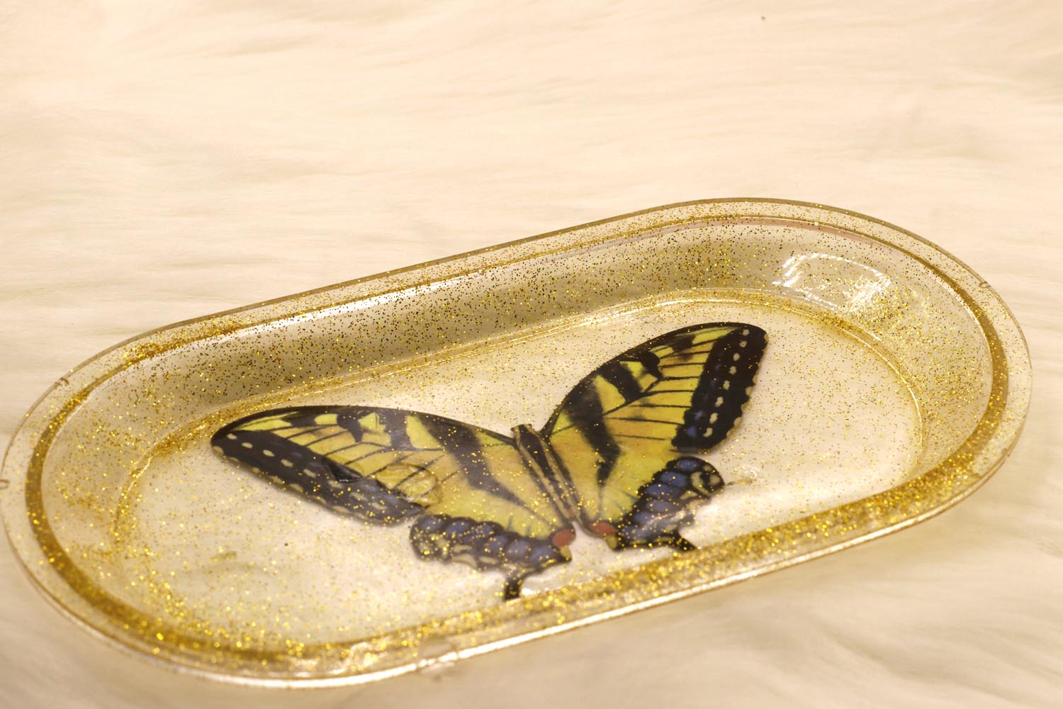 Gold Glitter Butterfly Tray - UncommonObjects-Handmade