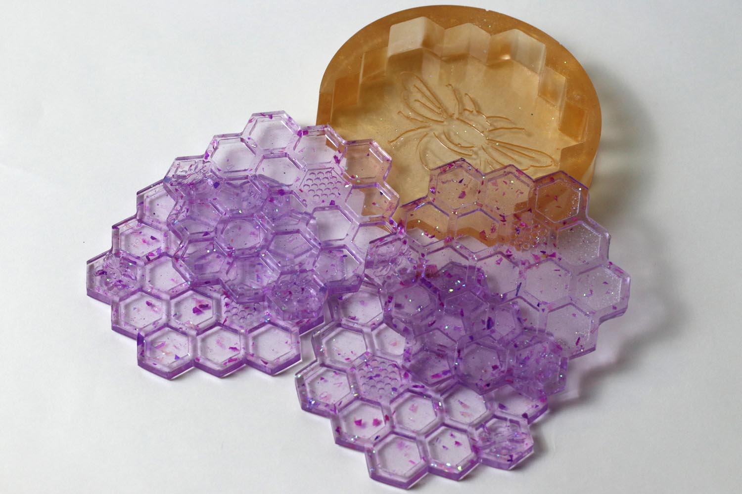 Violet & Amber Honeybee Coasters - UncommonObjects-Handmade