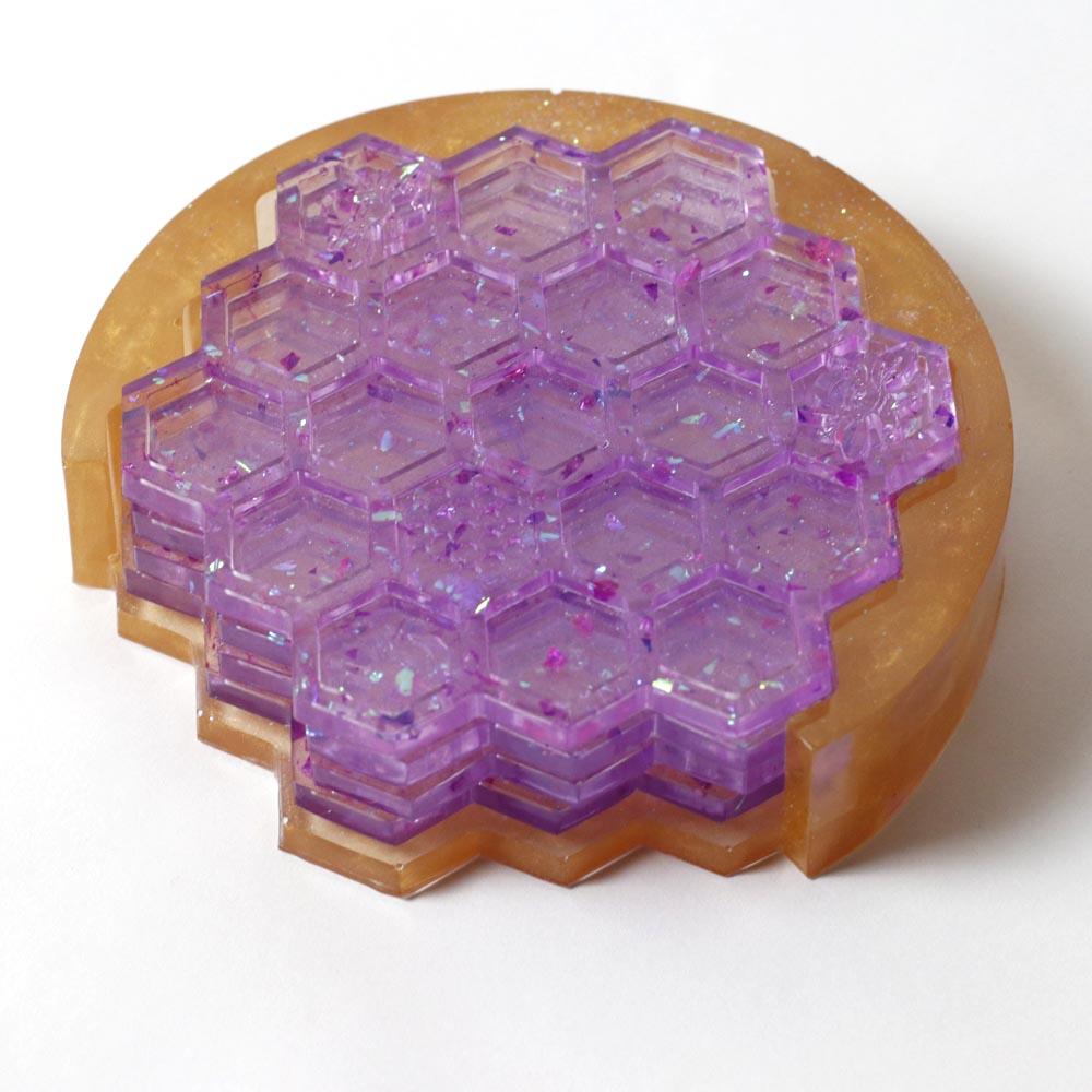 Violet & Amber Honeybee Coasters - UncommonObjects-Handmade