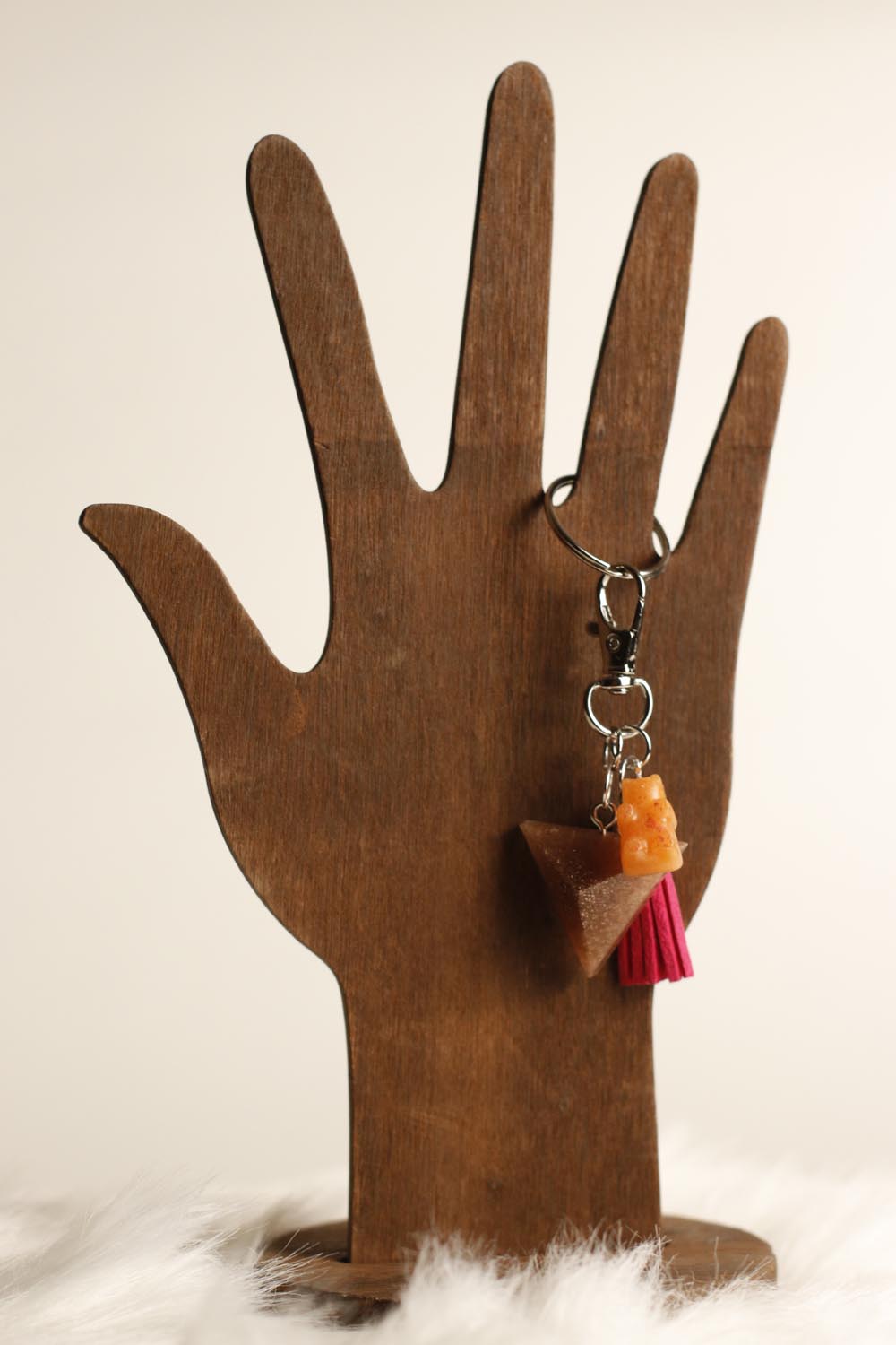 Bronze Pyramid & Orange Bear Buddy Keychain - UncommonObjects-Handmade