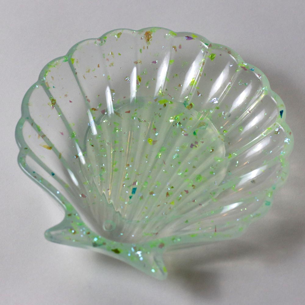 Glitzy Green Seashell Shaped Dish - UncommonObjects-Handmade