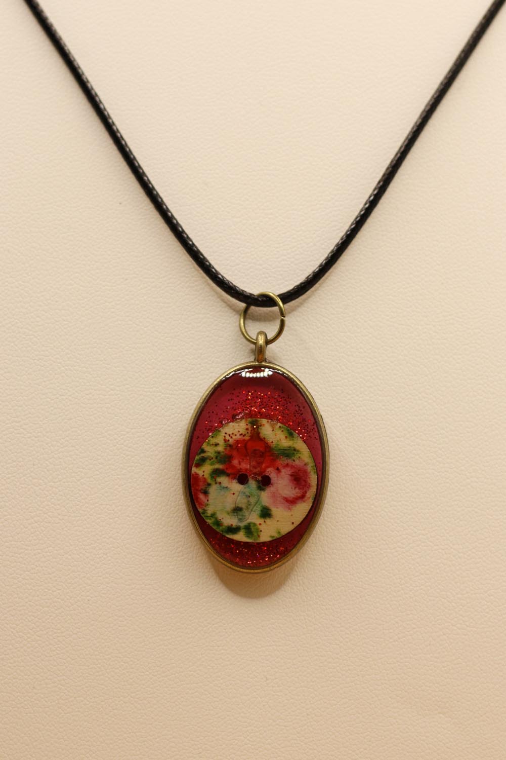 Ruby Red Button Necklace - UncommonObjects-Handmade