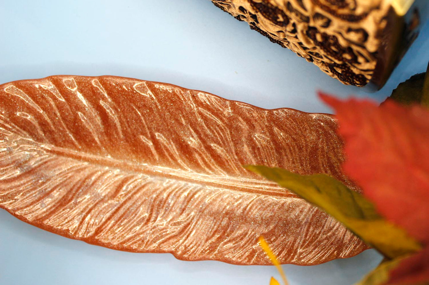 Nectarine Sparkle Feather Shaped Dish - UncommonObjects-Handmade