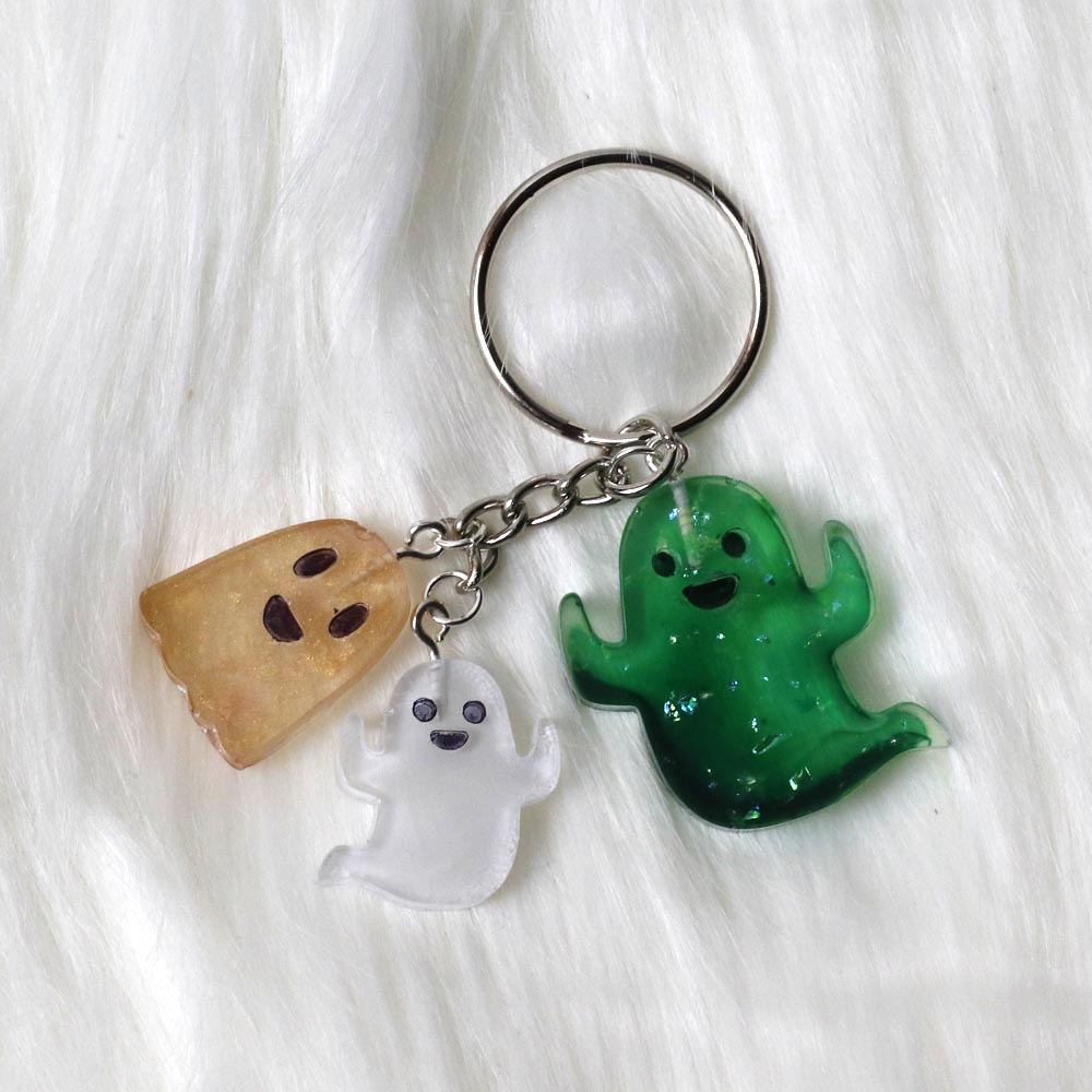 Ghostly Group (Gold, White and Green) Keychain - UncommonObjects-Handmade