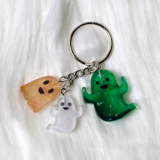 Ghostly Group (Gold, White and Green) Keychain - UncommonObjects-Handmade