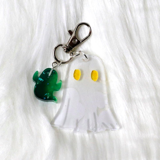 Boo-tiful Green & White Ghost Keychain - UncommonObjects-Handmade